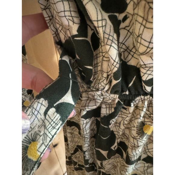 Lands End | Green Floral Cotton Wrap Midi Dress | Size Medium 10-12 - Picture 8 of 15